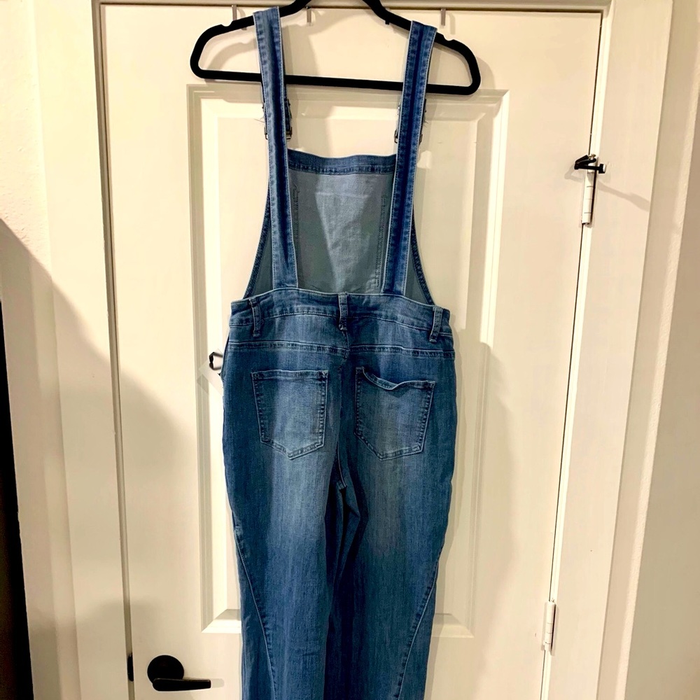 Bell bottom overalls.